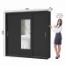 Guarda Roupa Roupeiro Clarice 3 Portas de Correr com Espelho Central 4 Gavetas Carioca Preto