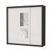 Guarda Roupa Roupeiro Clarice 3 Portas de Correr com Espelho Central 4 Gavetas Carioca Preto Off White