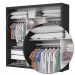 Guarda Roupa Roupeiro Clarice 3 Portas de Correr com Espelho Central 4 Gavetas Carioca Preto Off White