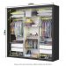 Guarda Roupa Roupeiro Clarice 3 Portas de Correr com Espelho Central 4 Gavetas Carioca Preto Off White
