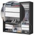Guarda Roupa Roupeiro Clarice 3 Portas de Correr com Espelho Central 4 Gavetas Carioca Preto Off White