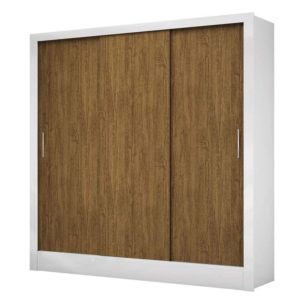 Guarda Roupa Roupeiro Dubai 3 Portas de Correr 3 Gavetas Carioca Branco Cinamomo