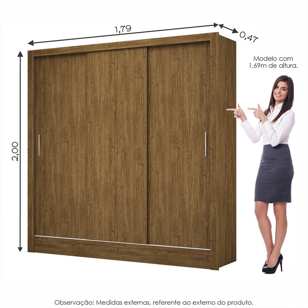 Guarda Roupa Roupeiro Dubai 3 Portas de Correr 3 Gavetas Carioca Cinamomo