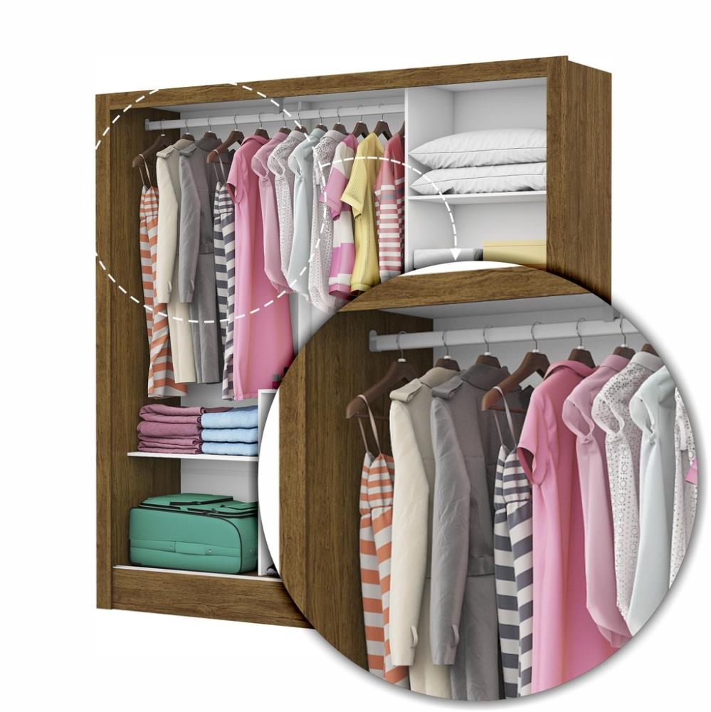 Guarda Roupa Roupeiro Dubai 3 Portas de Correr 3 Gavetas Carioca Cinamomo Branco