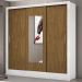 Guarda Roupa Roupeiro Dubai 3 Portas de Correr com Espelho Central 3 Gavetas Carioca Branco Cinamomo