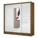 Guarda Roupa Roupeiro Dubai 3 Portas de Correr com Espelho Central 3 Gavetas Carioca Cinamomo Branco