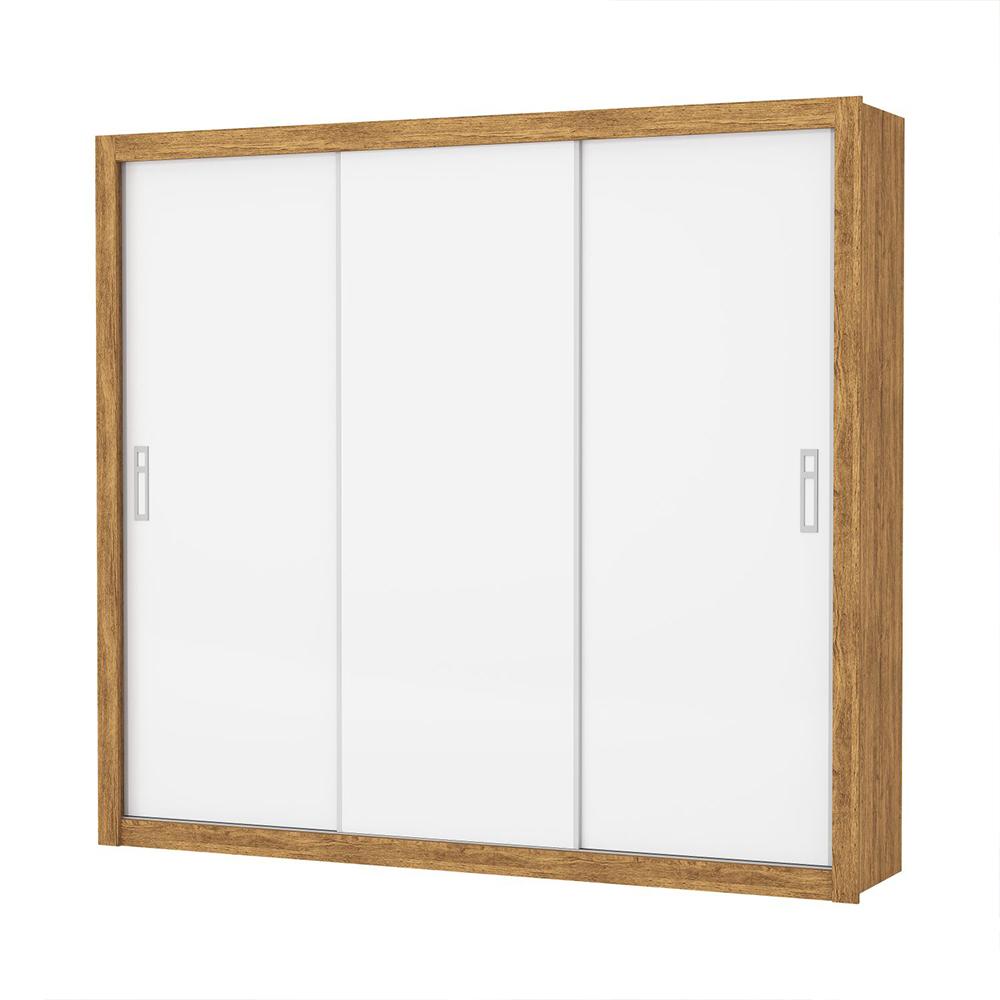 Guarda Roupa Roupeiro Ilhéus 3 Portas de Correr 4 Gavetas Carioca Cinamomo Branco