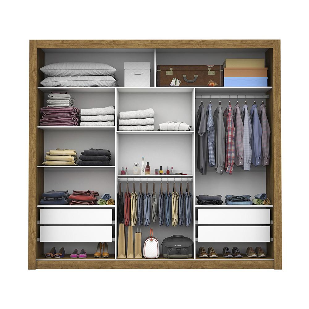 Guarda Roupa Roupeiro Ilhéus 3 Portas de Correr 4 Gavetas Carioca Cinamomo Branco