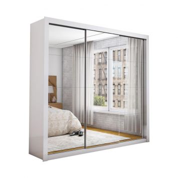 Guarda Roupa Roupeiro Isabela Master 3 Portas de Correr com Espelho 4 Gavetas Carioca Branc
