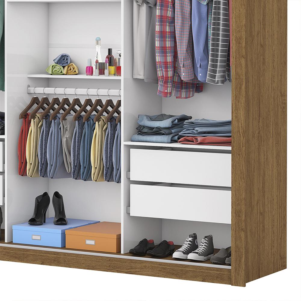 Guarda Roupa Roupeiro Isabela Master 3 Portas de Correr com Espelho 4 Gavetas Carioca Cinamomo