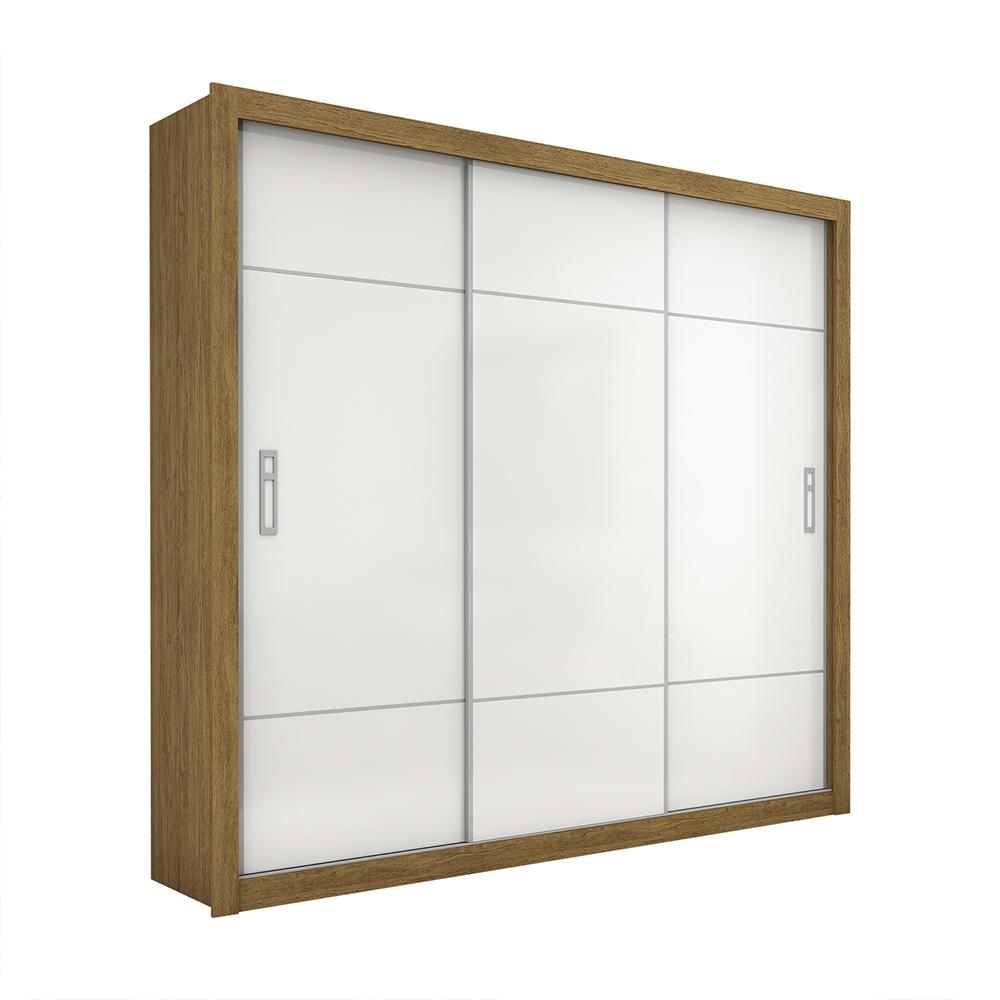 Guarda Roupa Roupeiro Lotse 3 Portas de Correr 4 Gavetas Carioca Cinamomo Branco