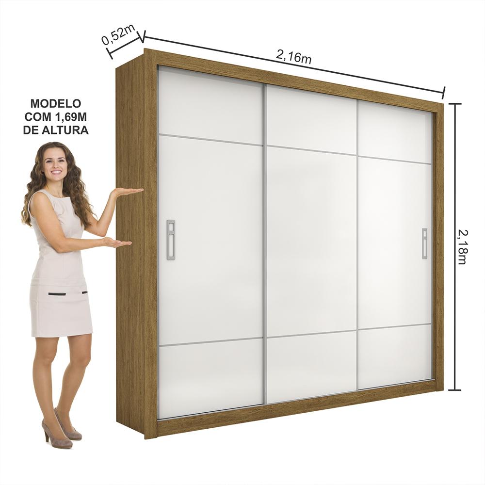 Guarda Roupa Roupeiro Lotse 3 Portas de Correr 4 Gavetas Carioca Cinamomo Branco