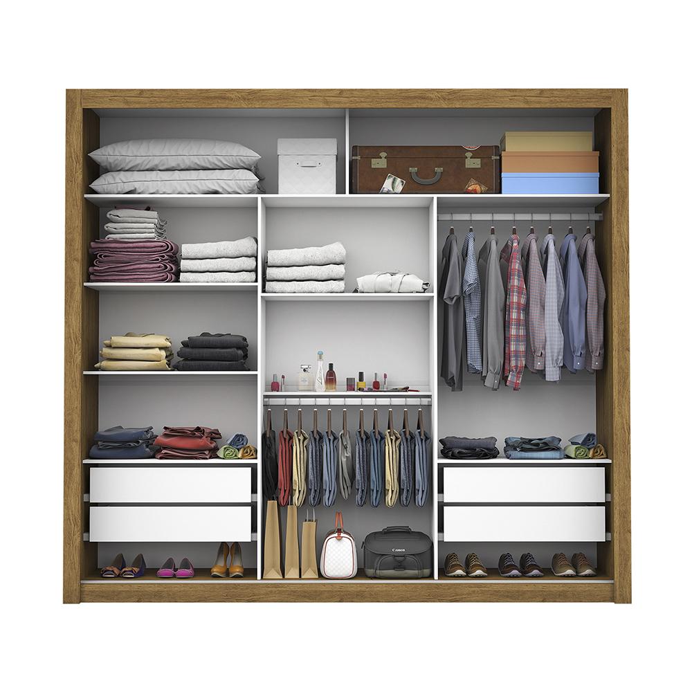 Guarda Roupa Roupeiro Lotse 3 Portas de Correr 4 Gavetas Carioca Cinamomo Branco