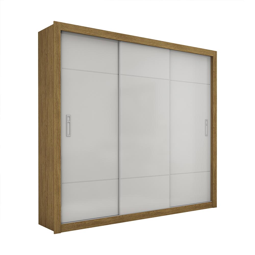 Guarda Roupa Roupeiro Lotse 3 Portas de Correr 4 Gavetas Carioca Cinamomo Off White