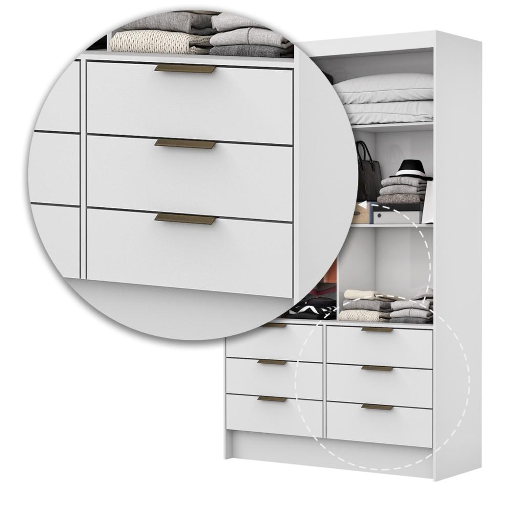 Guarda Roupa Roupeiro Sevilha 2 Portas de Correr 1 Espelho 6 Gavetas Carioca Branco