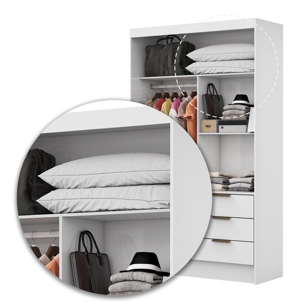 Guarda Roupa Roupeiro Sevilha 2 Portas de Correr 1 Espelho 6 Gavetas Carioca Branco
