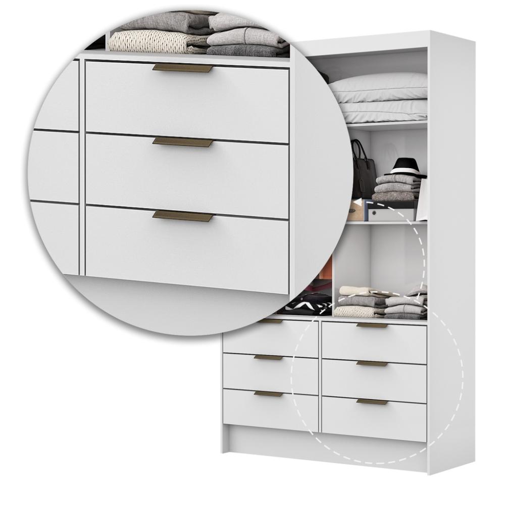 Guarda Roupa Roupeiro Sevilha 2 Portas de Correr 6 Gavetas Carioca Branco