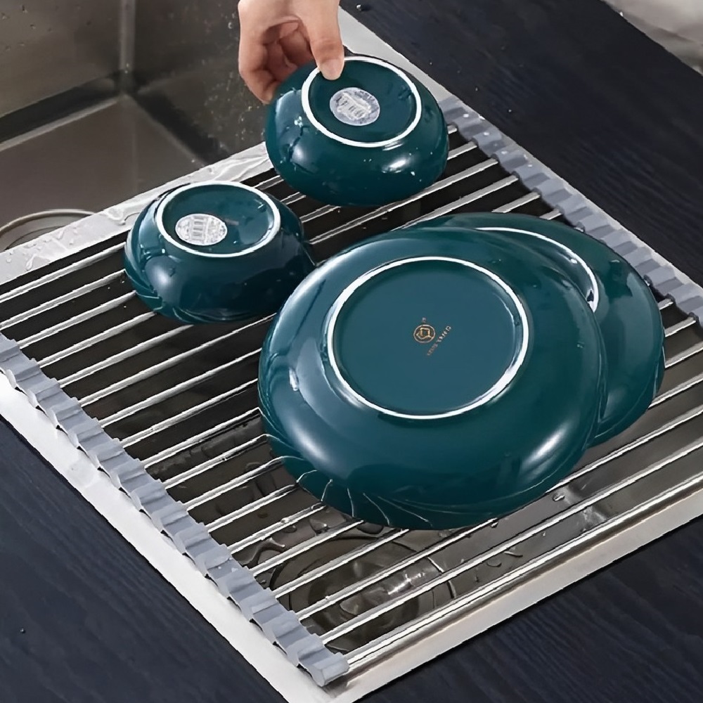  Esteira Escorredora Cozinha Multifunções Inox Silicone 48x24 