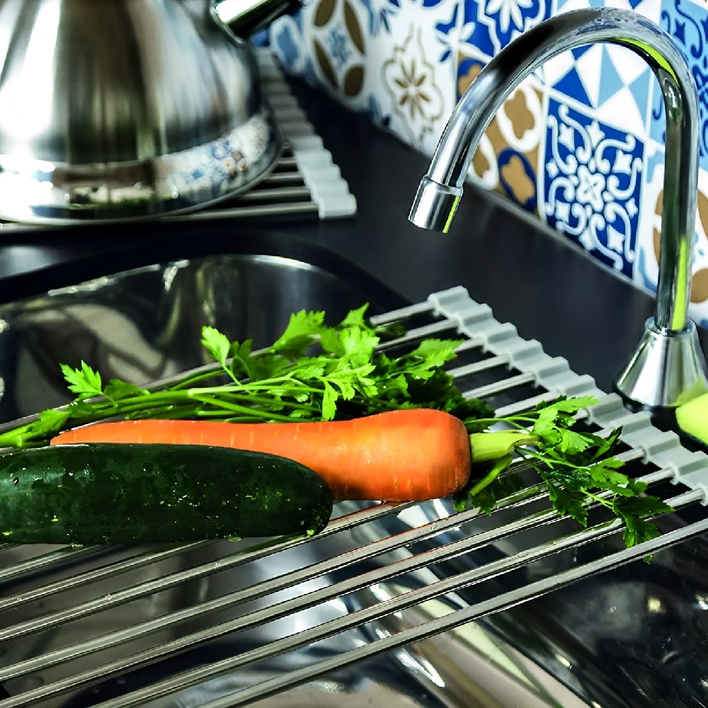  Esteira Escorredora Cozinha Multifunções Inox Silicone 48x24 