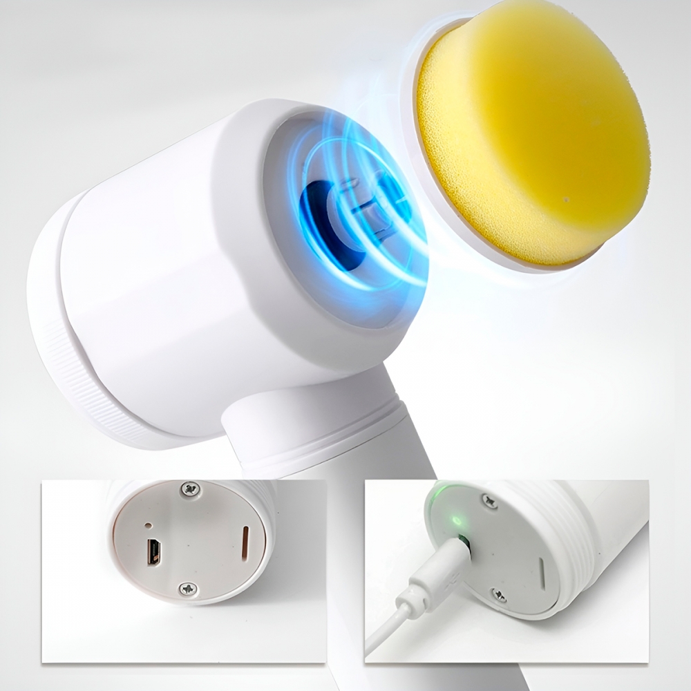  Mini Esfregão Elétrico Bivolt Recarregável USB 3 em 1 Limpeza Sem Esforço 