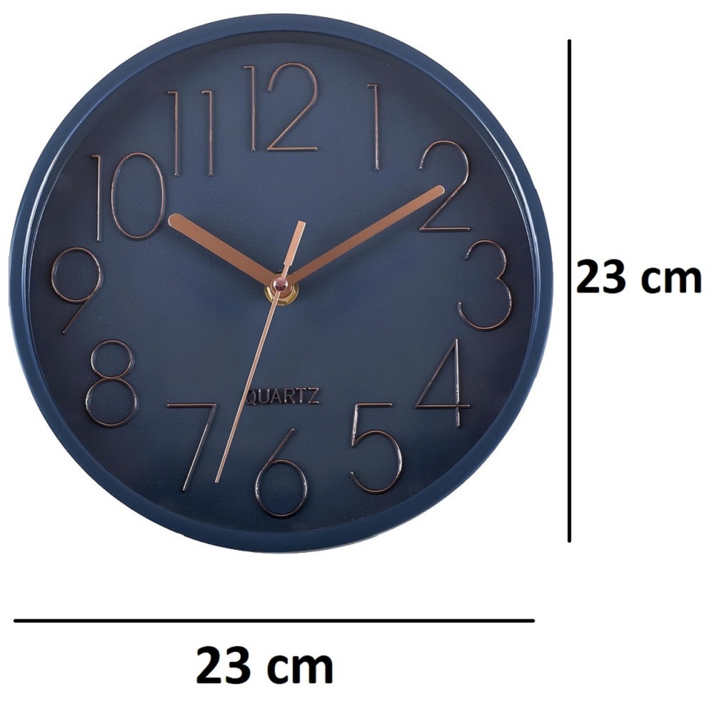  Relógio Moderno Azul 23cm - Decoração Sala , Cozinha e Quarto 