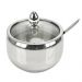 Açucareiro de Mesa em Inox com Tampa de Vidro e Colher 