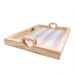Bandeja Madeira Pinus Retangular Alça Coração 28x20cm Bolinhas