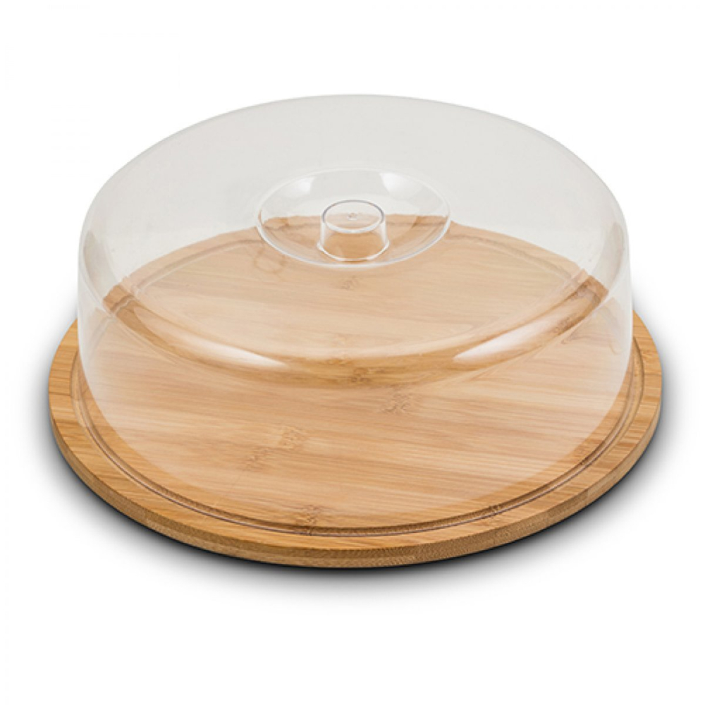 Boleira Carisma de Bambu, Porta Bolo com Tampa 27x9cm