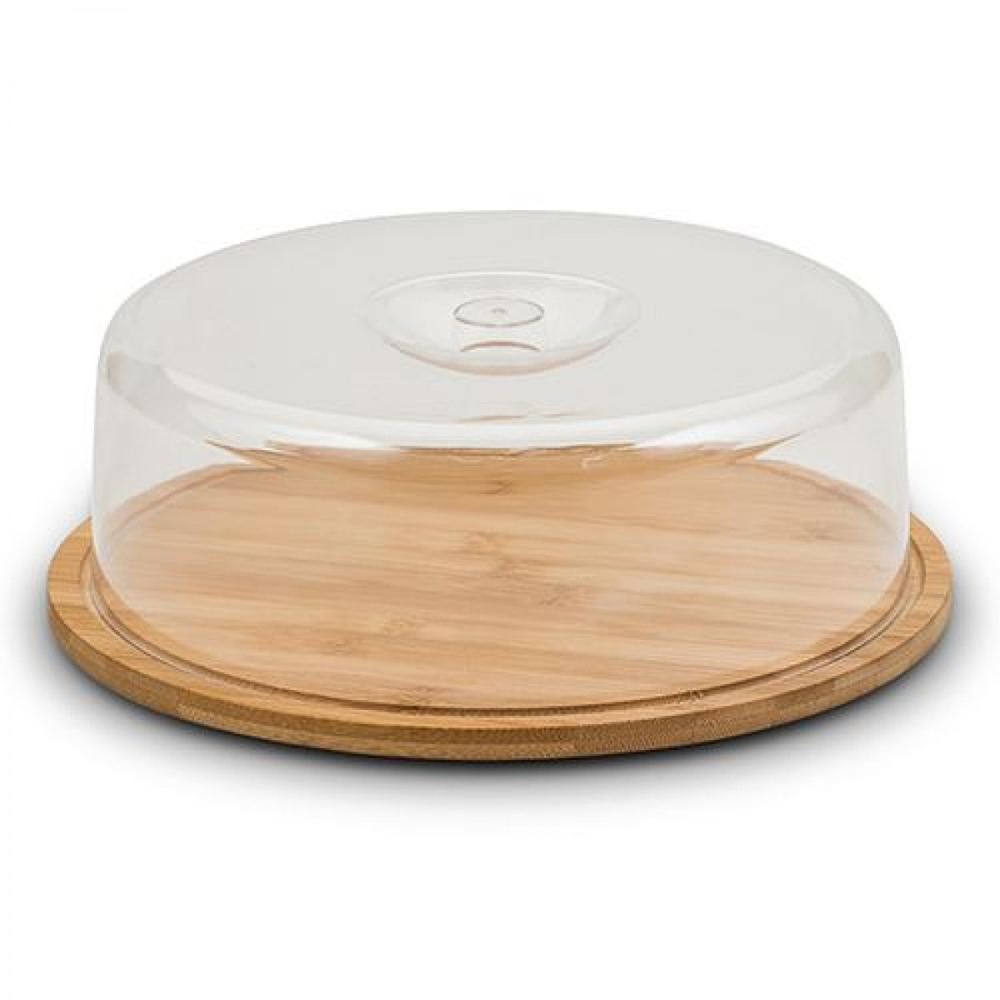 Boleira Carisma de Bambu, Porta Bolo com Tampa 27x9cm