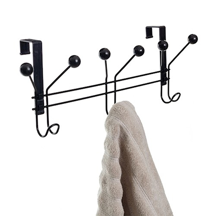Cabideiro para Porta ou Parede com 3 Ganchos - Preto