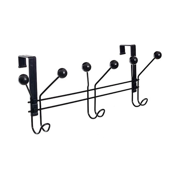 Cabideiro para Porta ou Parede com 3 Ganchos - Preto