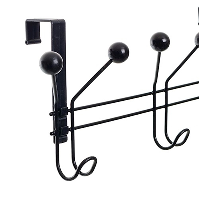 Cabideiro para Porta ou Parede com 3 Ganchos - Preto