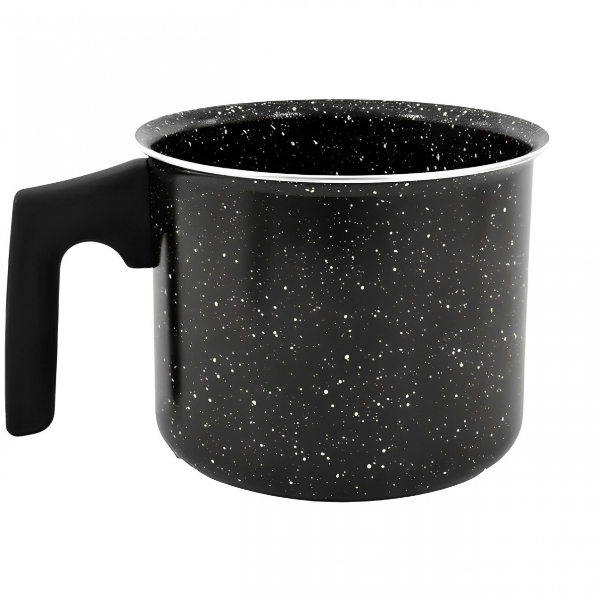 Caneca Fervedor de leite 1 Litro Aluminio Revestimento Ceramico Preto 
