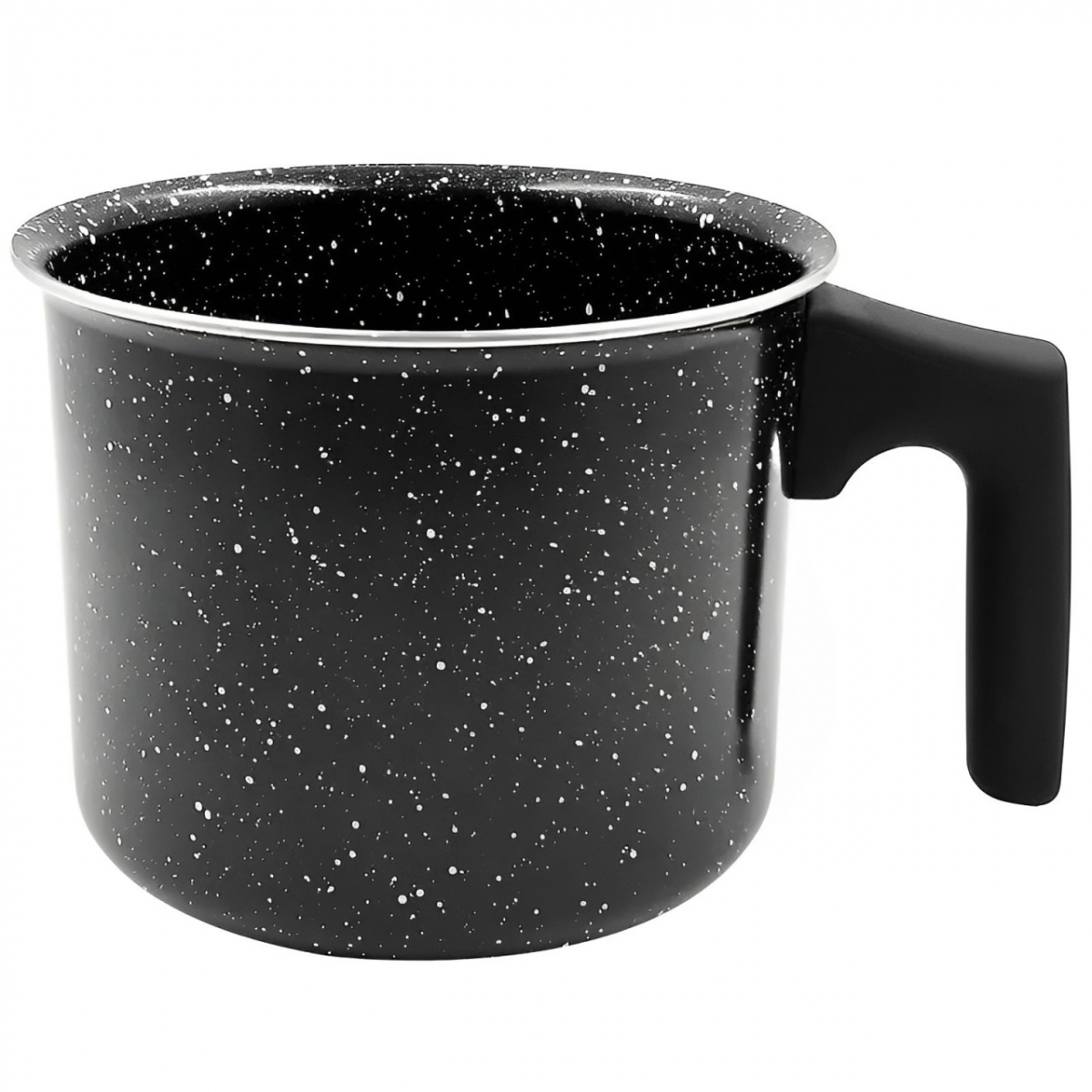 Caneca Fervedor de leite 1 Litro Aluminio Revestimento Ceramico Preto 