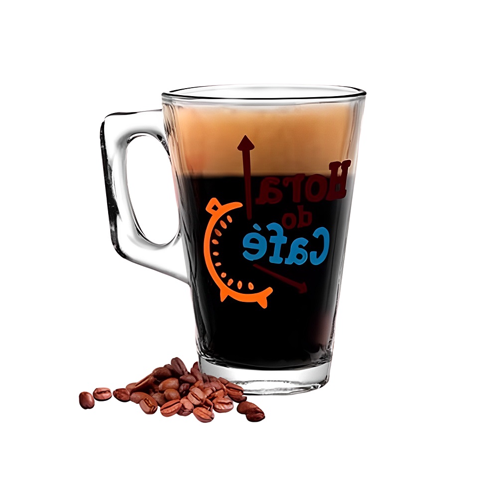 Caneca Vidro 230 mL - Jogo 3 Peças Café, Cappuccino, Café, Leite 