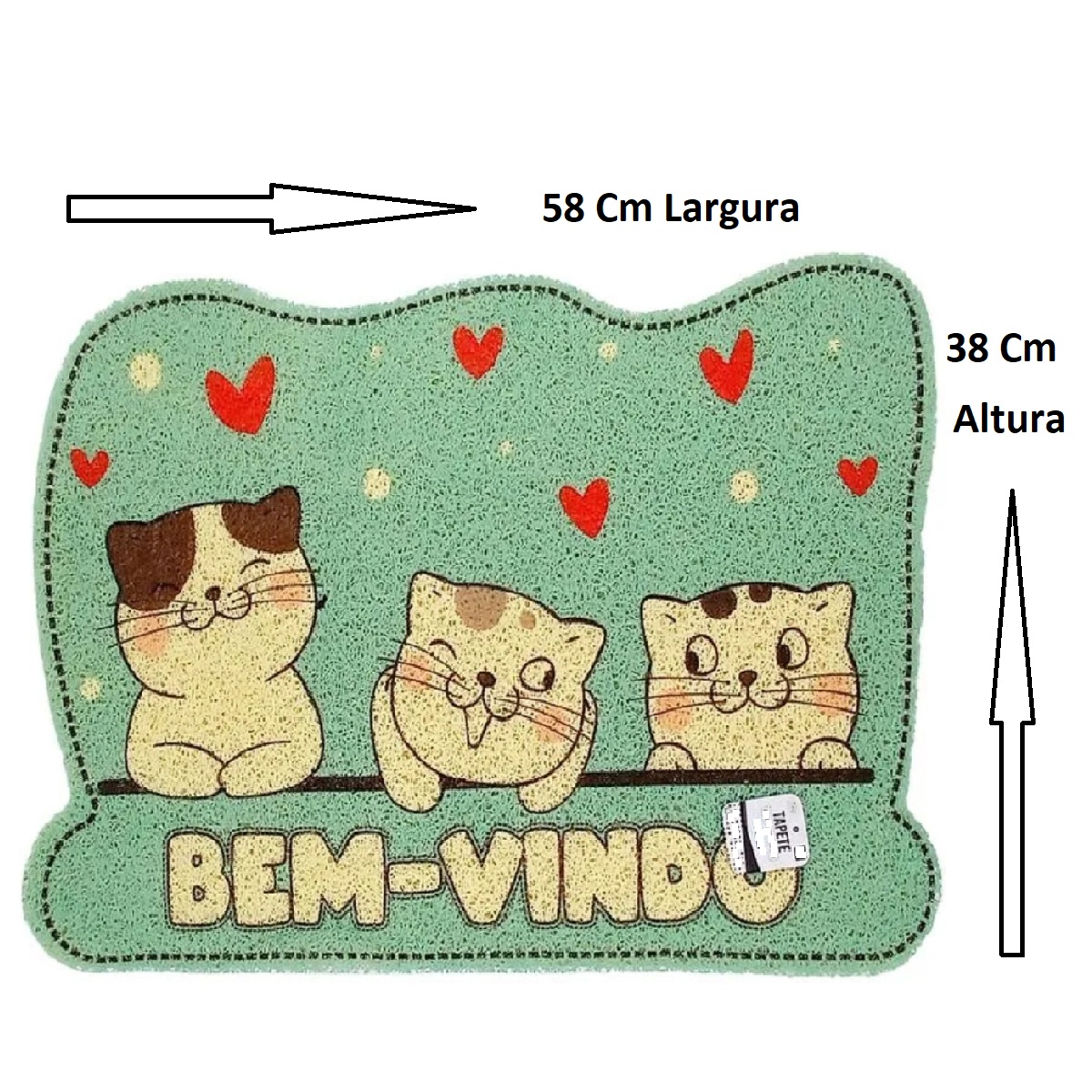 Capacho Divertido para Porta 38x58cm (Vinil) - Bichinhos - Gatos 