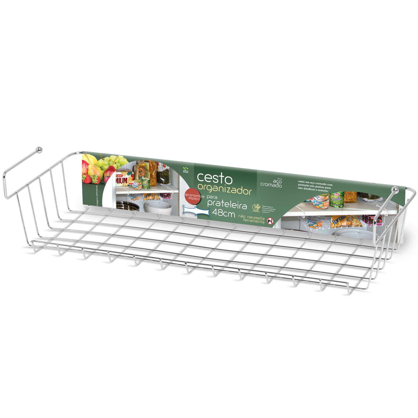 Cesto Aramado para Organizar Armarios, Closets, Guarda Roupas 48cm