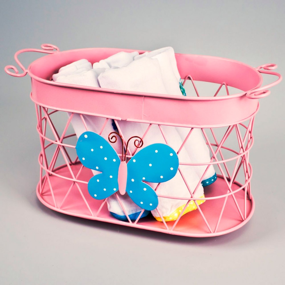 Cesto Organizador Metal Oval Multiuso - Rosa