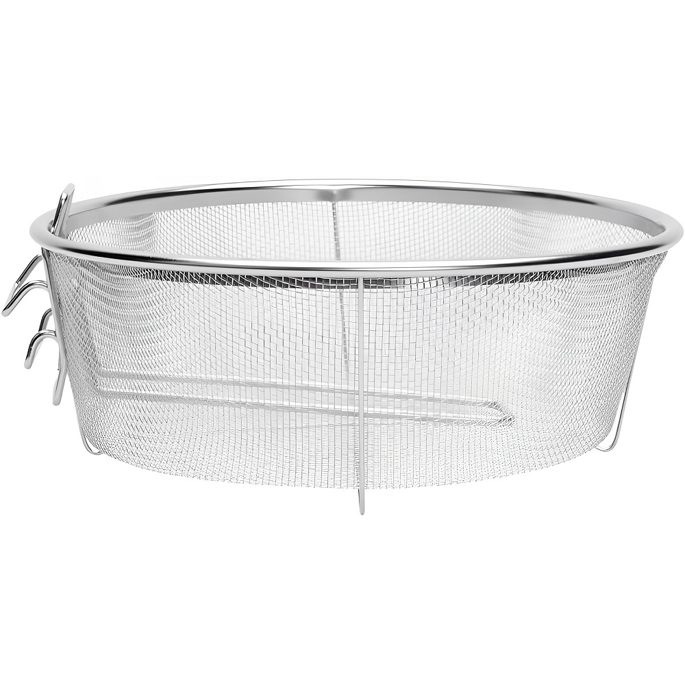 Cesto para Fritura Redondo em Inox para Fritar Batata e Salgados 