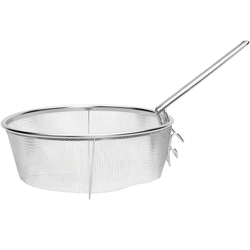 Cesto para Fritura Redondo em Inox para Fritar Batata e Salgados 