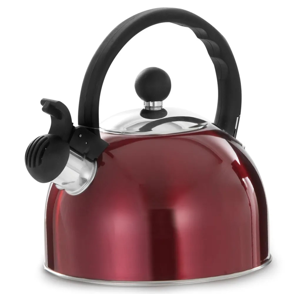 Chaleira Inox com Apito 2 Litros Vermelha - Lojas Carisma