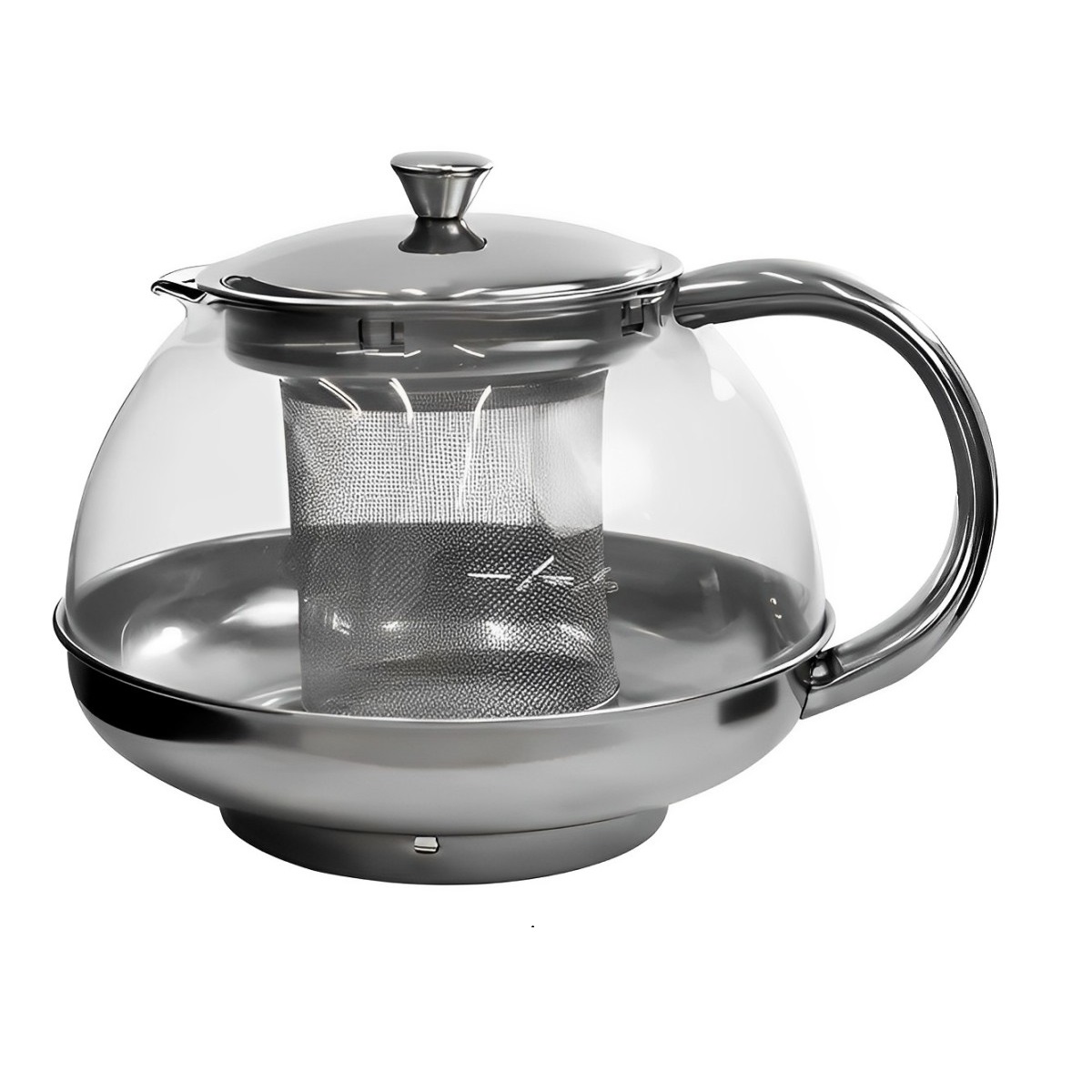 Chaleira com Infusor em Inox e Vidro 800mL Para Chás Gourmet em casa Decorativa 