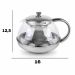 Chaleira com Infusor em Inox e Vidro 800mL Para Chás Gourmet em casa Decorativa 