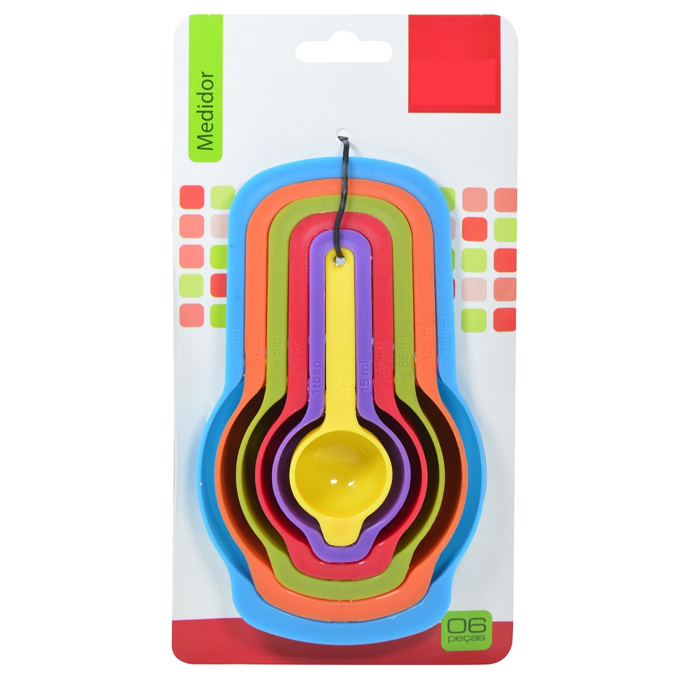 Colheres Medidoras para Receitas com 6 Unidades Plastica Coloridas 