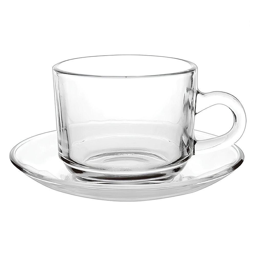 Conjunto Xícaras Vidro c/ 6 Xícaras e 6 Pires Café/Chá 210mL 