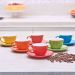 Conjunto com 6 Xicaras Café com 6 Pires Colorido 90ml Porecelana 