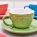 Conjunto com 6 Xicaras Café com 6 Pires Colorido 90ml Porecelana 