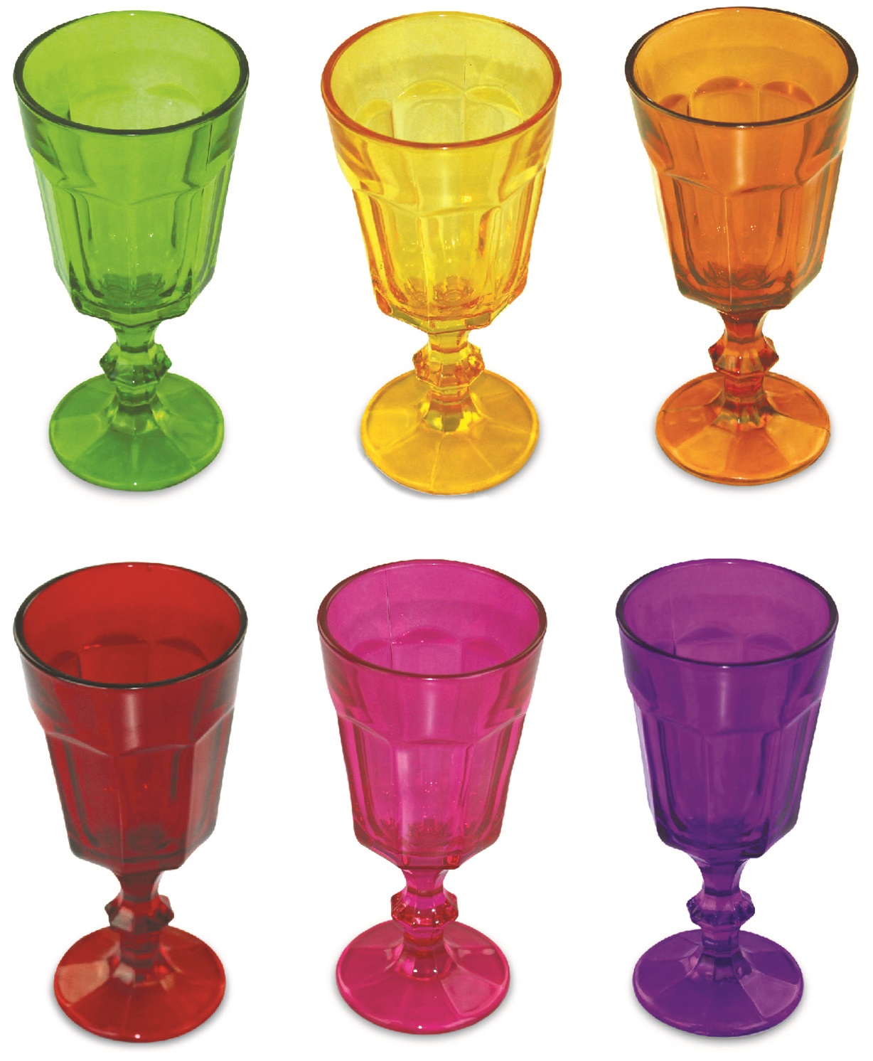 Conjunto de 06 Taças para Sorvete, Sobremesa, Agua - Coloridas