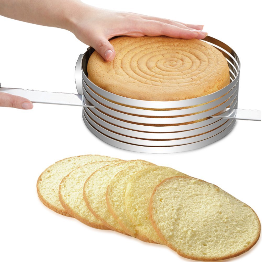 Cortador De Bolos Em Camadas Redondo Ajustavel - Aro de Bolo em Aço Inox  