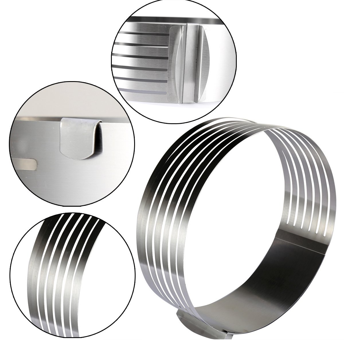 Cortador De Bolos Em Camadas Redondo Ajustavel - Aro de Bolo em Aço Inox  